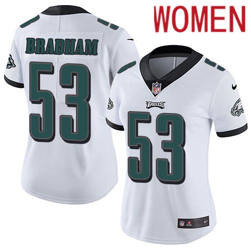 Women Philadelphia Eagles #53 Nigel Bradham Nike White Vapor Limited NFL Jersey